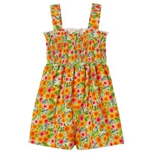 Mayoral Girls Smocked Floral Romper 100% Cotton Size 4